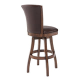 Raleigh 26" Counter Height Swivel Wood Barstool in Chestnut Finish and Kahlua Faux Leather