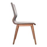 Robin Mid-Century Dining Chair in Walnut Finish and Gray Fabric - Set of 2