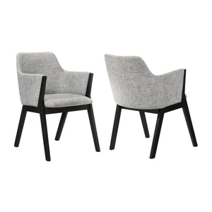 Renzo Light Gray Fabric and Black Wood Dining Side Chairs - Set of 2