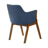 Renzo Blue Fabric and Walnut Wood Dining Side Chairs - Set of 2