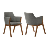 Renzo Charcoal Fabric and Walnut Wood Dining Side Chairs - Set of 2