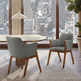 Renzo Charcoal Fabric and Walnut Wood Dining Side Chairs - Set of 2