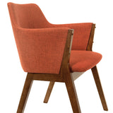 Renzo Orange Fabric and Walnut Wood Dining Side Chairs - Set of 2