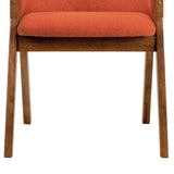 Renzo Orange Fabric and Walnut Wood Dining Side Chairs - Set of 2