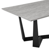 Radford Light Gray Rectangular Dining Table with Black Finish