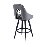 Ruby 26" Counter Height Swivel Grey Faux Leather and Black Metal Bar Stool