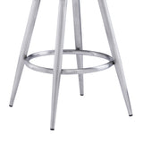 Ruby 26" Counter Height Swivel Grey Faux Leather and Brushed Stainless Steel Bar Stool 