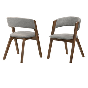 Rowan Gray Upholstered Dining Chairs in Walnut Finish - Set of 2