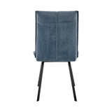 Rylee Dining Room Accent Chair in Blue Fabric and Black Finish - Set of 2