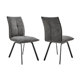 Rylee Dining Room Accent Chair in Charcoal Fabric and Black Finish - Set of 2
