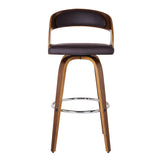 Shelly 26" Counter Height Swivel Brown Faux Leather and Walnut Wood Bar Stool