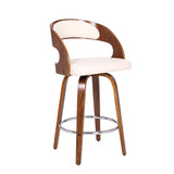 Shelly Chrome Steel,Faux Leather,Plywood/Walnut Wood Veneer 100% Polyurethane Barstool