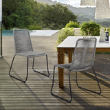 Shasta Outdoor Metal and Grey Rope Stackable Dining Chair - Set of 2