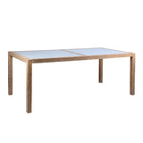 Sienna Outdoor Eucalyptus Dining Table with Grey Teak Finish and Super Stone Top