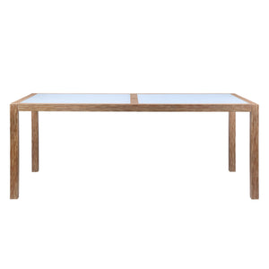 Sienna Outdoor Eucalyptus Dining Table with Grey Teak Finish and Super Stone Top