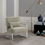 Skyline Modern Accent Chair In Gray Linen and Steel Legs