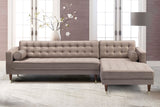 Somerset Taupe Velvet Mid Century Modern Right Sectional Sofa