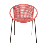 Snack Indoor Outdoor Stackable Steel Dining Chair with Brick Red Rope - Set of 2