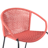 Snack Indoor Outdoor Stackable Steel Dining Chair with Brick Red Rope - Set of 2