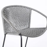 Snack Indoor Outdoor Stackable Steel Dining Chair with Grey Rope - Set of 2