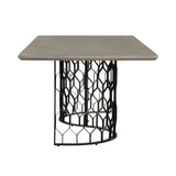 Solange Concrete and Black Metal Rectangular Dining Table