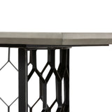 Solange Concrete and Black Metal Rectangular Dining Table