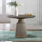 Pinni Gray Concrete Round Dining Table with Bronze Painted Accent