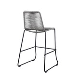 Shasta 26" Outdoor Metal and Grey Rope Stackable Counter Stool - Set of 2