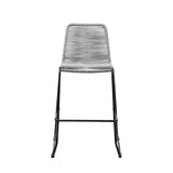 Shasta 30" Outdoor Metal and Grey Rope Stackable Barstool - Set of 2