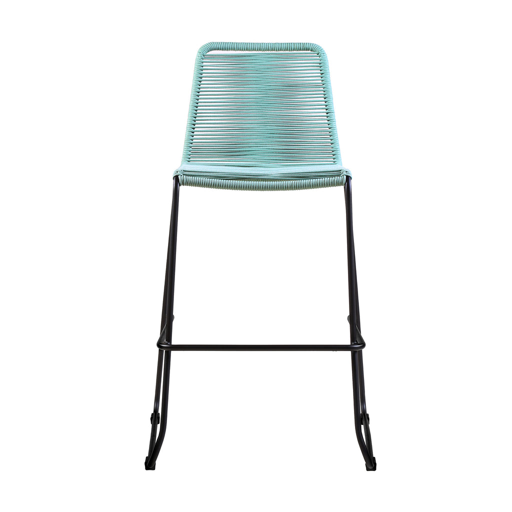 Shasta 26" Outdoor Metal and Wasabi Rope Stackable Counter Stool - Set of 2