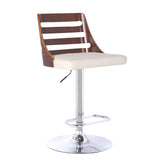 Storm Barstool in Chrome finish with Walnut wood and Cream Faux Leather