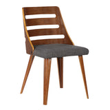 Storm Mid-Century Dining Chair in Walnut Wood and Charcoal Fabric