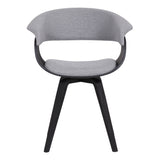 Summer Contemporary Dining Chair in Black Brush Wood Finish and Gray Fabric