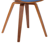 Summer Mid-Century Chair in Blue Fabric with Walnut Wood Finish