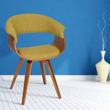 Summer Modern Chair In Green Fabric and Walnut Wood