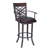 Tahiti 30" Arm Barstool in Auburn Bay finish with Brown Pu upholstery