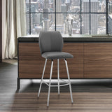 Tandy Gray Faux Leather and Brushed Stainless Steel 30" Bar Stool