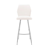 Tandy White Faux Leather and Brushed Stainless Steel 26" Counter Stool