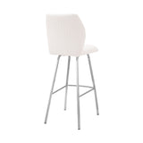 Tandy White Faux Leather and Brushed Stainless Steel 26" Counter Stool