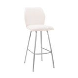 Tandy White Faux Leather and Brushed Stainless Steel 26" Counter Stool