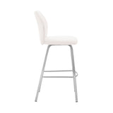 Tandy White Faux Leather and Brushed Stainless Steel 30" Bar Stool