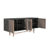 Turin Rustic Oak Wood Sideboard Cabinet with Copper Accent