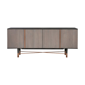 Turin Rustic Oak Wood Sideboard Cabinet with Copper Accent