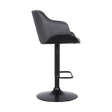 Toby Grey Faux Leather Adjustable Height Swivel Black Wood and Metal Bar Stool