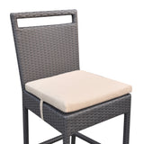 Tropez Outdoor Patio Wicker Barstool with Water Resistant Beige Fabric Cushions