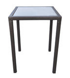 Tropez Aluminum/Brown Hdpe Wicker/Black Glass Outdoor Bar Table