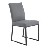 Trevor Contemporary Dining Chair in Matte Black Finish and Gray Faux Leather - Set of 2