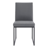 Trevor Contemporary Dining Chair in Matte Black Finish and Gray Faux Leather - Set of 2