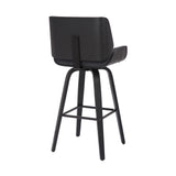 Tyler 26" Counter Height Swivel Grey Faux Leather and Black Wood Bar Stool