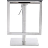 Victory Contemporary Swivel Barstool in Brushed Stainless Steel and Gray Faux Leather